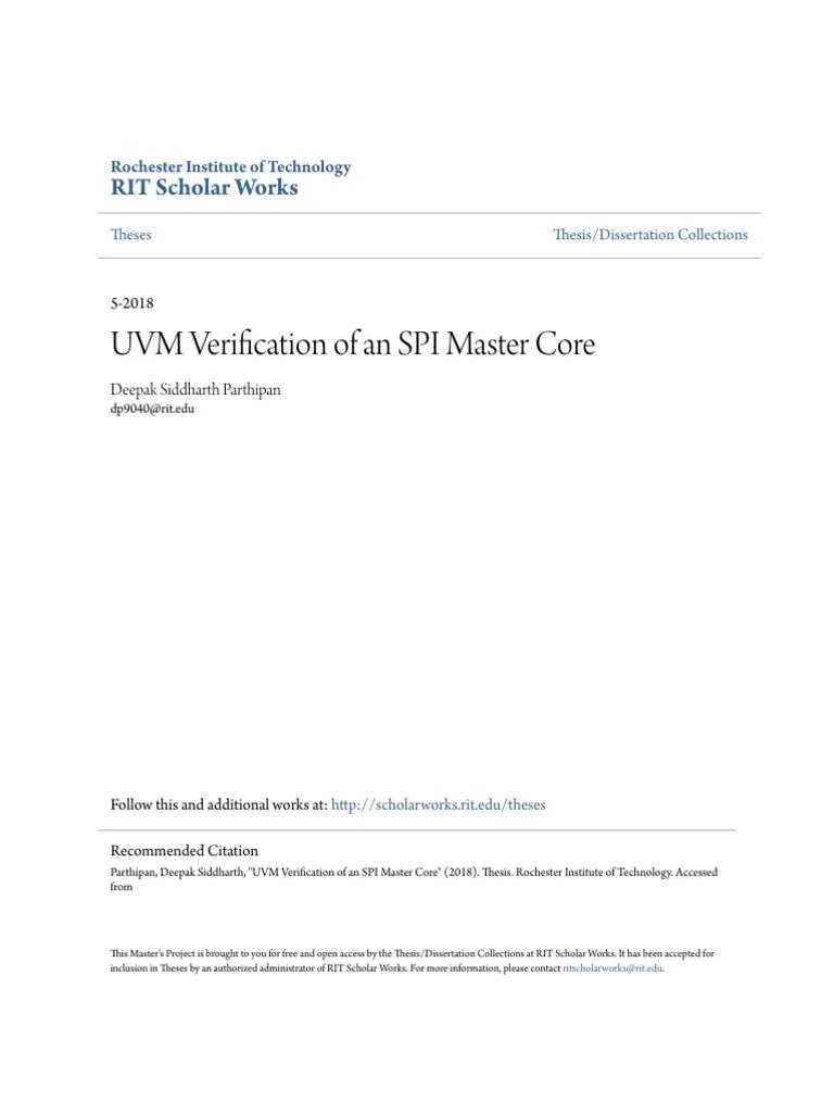 UVM Verification Of An SPI Master Core | PDF | System On A Chip ...