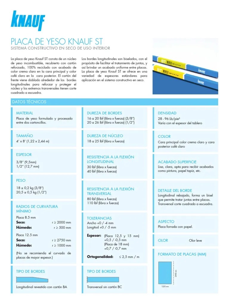 Ficha Tecnica De La Placa De Yeso | PDF | Paneles De Yeso | Aislamiento Térmico