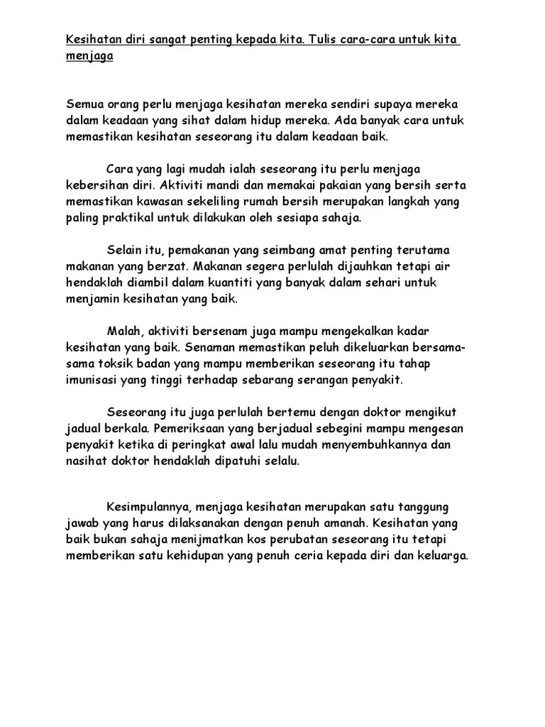 Kita memang mengetahui amalan nilai kebersihan masih belum menjadi . Karangan Fakta Jaga Kebersihan Pdf