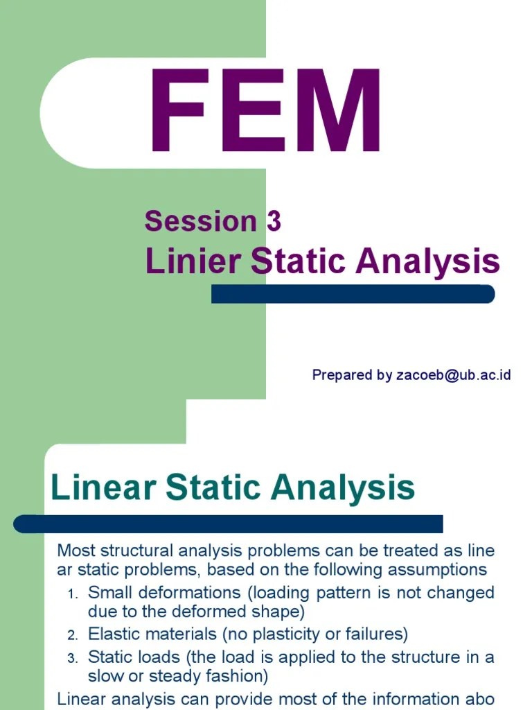 FEM3 Liniear Static Analysis | PDF | Deformation (Engineering) | Finite ...