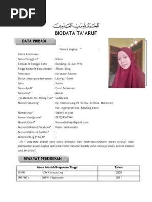 Karena cv taaruf itu lebih sangat lengkap dibanding cv lamaran kerja. Form Biodata Taaruf Pdf