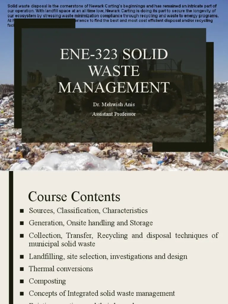 Lecture # 1-2introduction To Solid Waste Management | PDF | Waste Management | Municipal Solid Waste