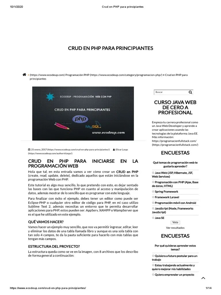 Crud En PHP Para Principiantes PDF | PDF | Servidor Web | Internet Y Web