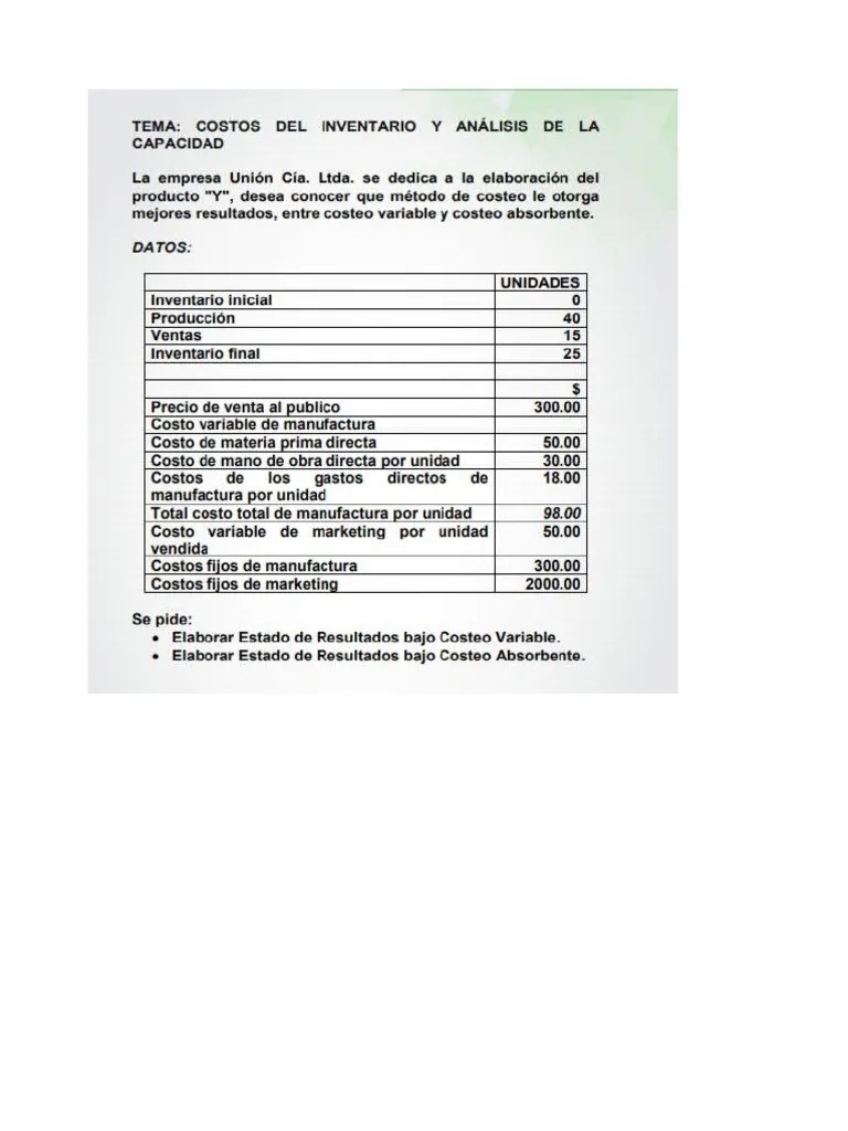 Costos Del Inventario Y Análisis De La Capacidad | PDF | Inventario ...