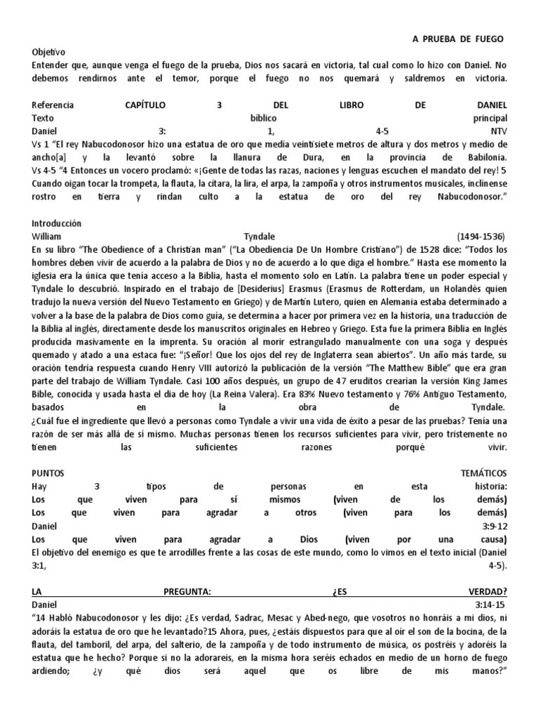 A Prueba De Fuego | PDF | Daniel (figura Bíblica) | Libro De Daniel