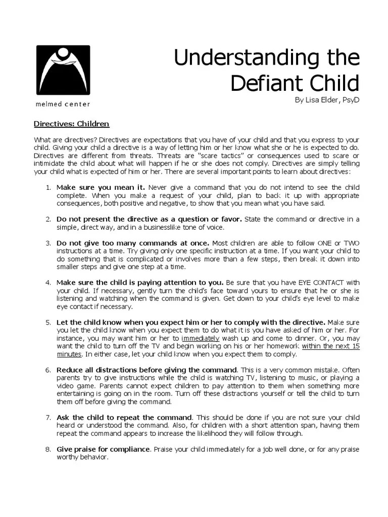 Understanding The Defiant Child | PDF | Adolescence | Punishments