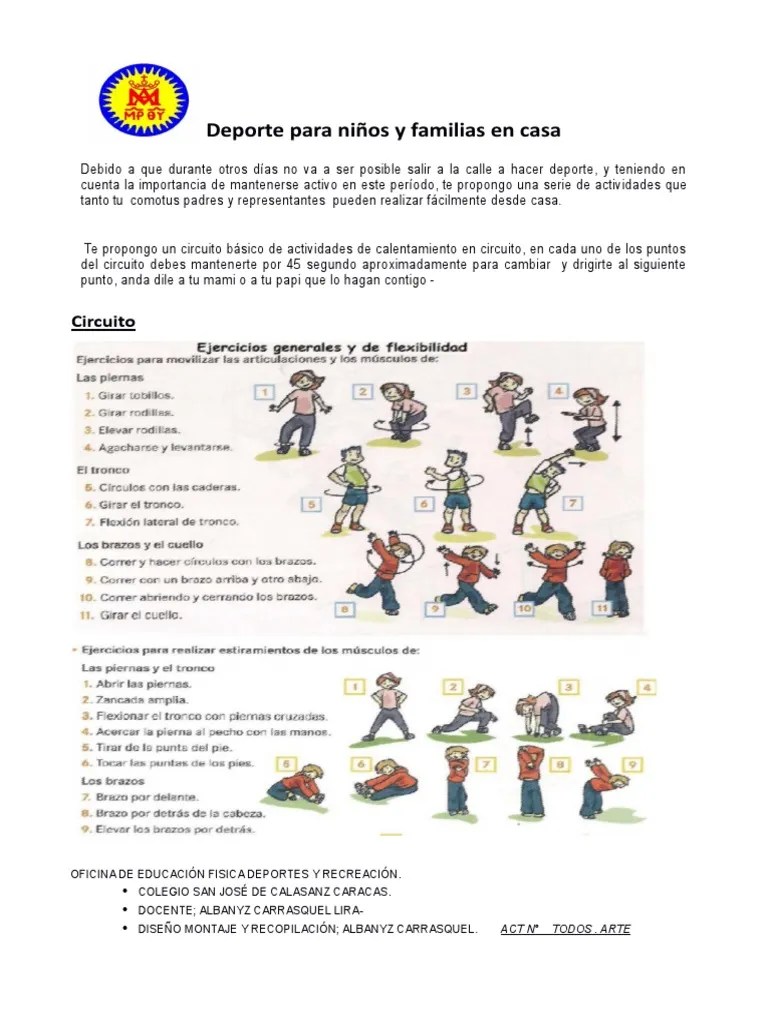 Más juegos para movernos con los chicos. Deporte Para Ninos Y Familias En Casa Circuito Pdf