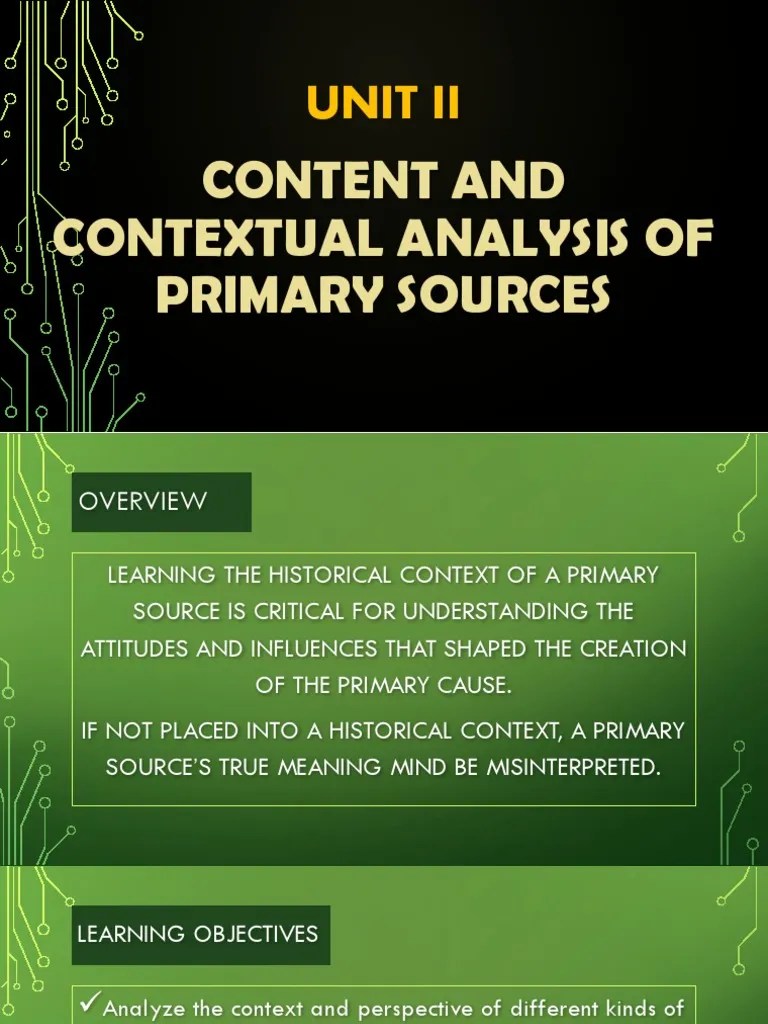 Content And Contextual Analysis Of Primary Sources | PDF | Analysis ...