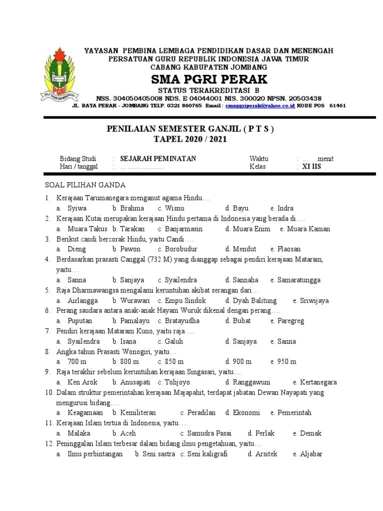 30 contoh soal utspts sejarah peminatan kelas xi semester genap kurikulum 2013 beserta . Sejarah Peminatan Kelas Xi