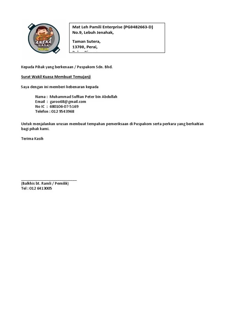 Kenderaan (asal)/sijil pemilikan kenderaan (voc), surat wakil. Surat Kebenaran Puspakom Pdf