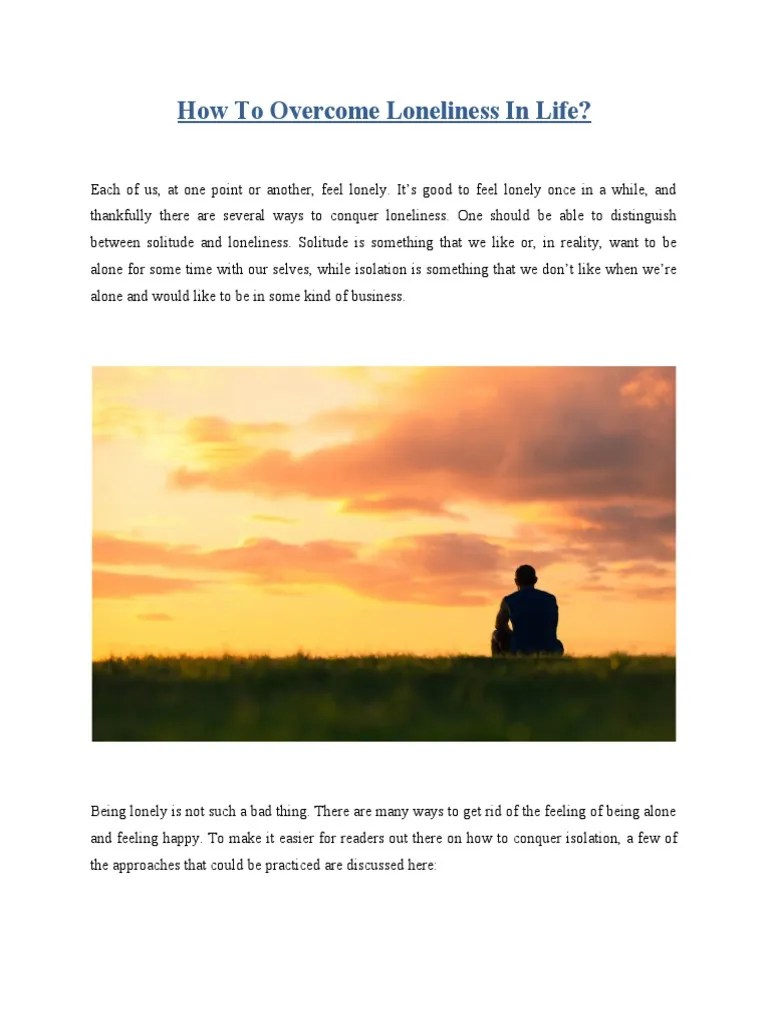 How To Overcome Loneliness In Life 04.08.2020 | PDF | Loneliness | Feeling