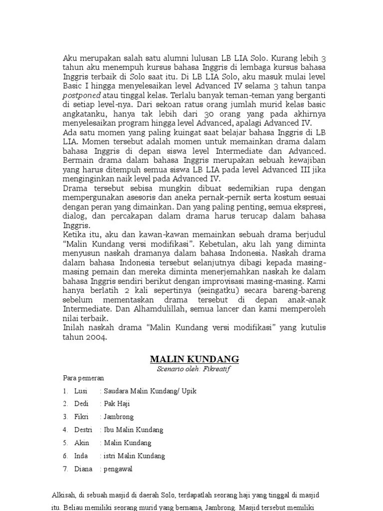Tujuannya untuk mengihibur atau menarik . Naskah Drama Malin Kundang Untuk 6 Orang Goreng