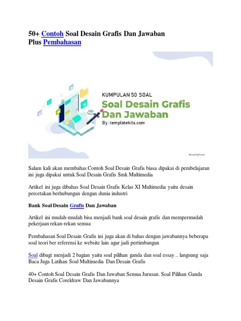 50+ Contoh Soal Desain Grafis Dan Jawaban Plus Pembahasan | PDF