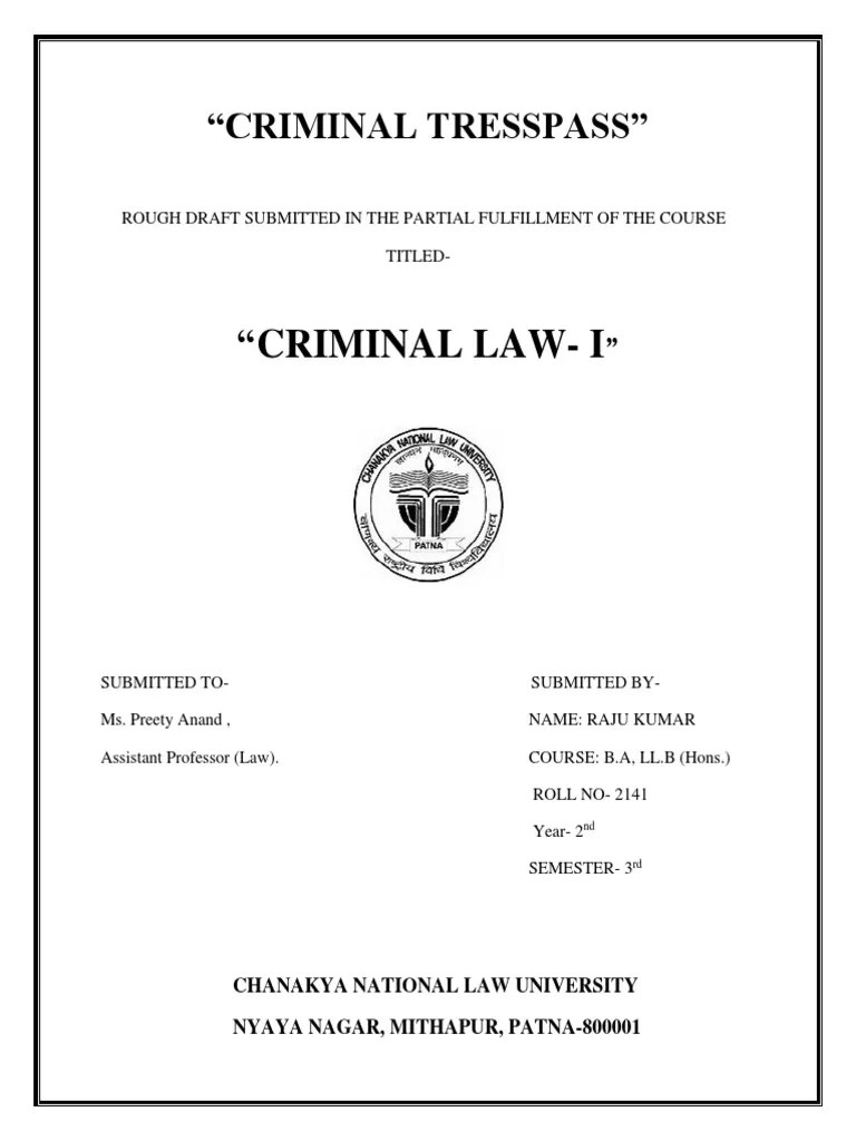 Criminal Tresspass | PDF | Trespass | Crime & Violence