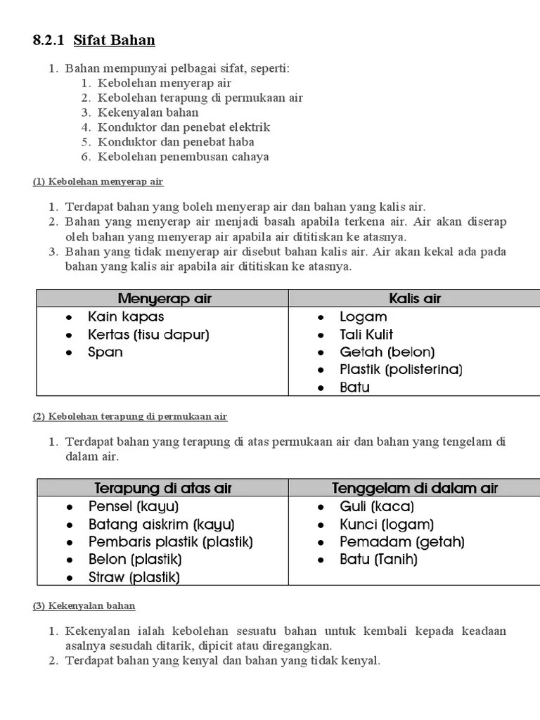 Nota Sains Tahun 4 Sifat Bahan : Sains Tahun 4 Sifat Bahan Flip Ebook Pages 1 9 Anyflip