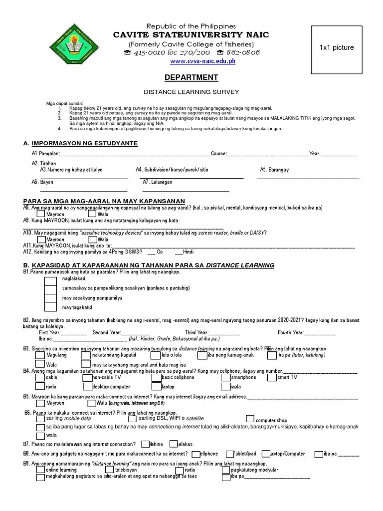 Distance Learning Survey Form 2 | PDF