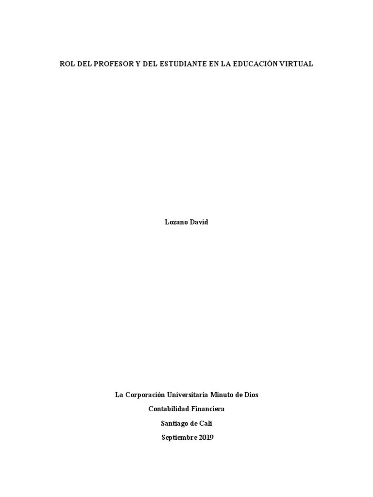 El Rol Del Docente Y Estudiante En La Educación Virtual | PDF | Maestros | Educación A Distancia