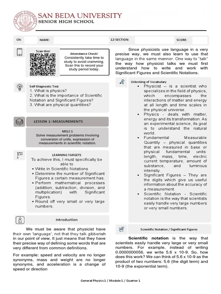 Q1 GP1 MODULE 1 Lesson 1 - Measurements | PDF | Significant Figures | International System Of Units