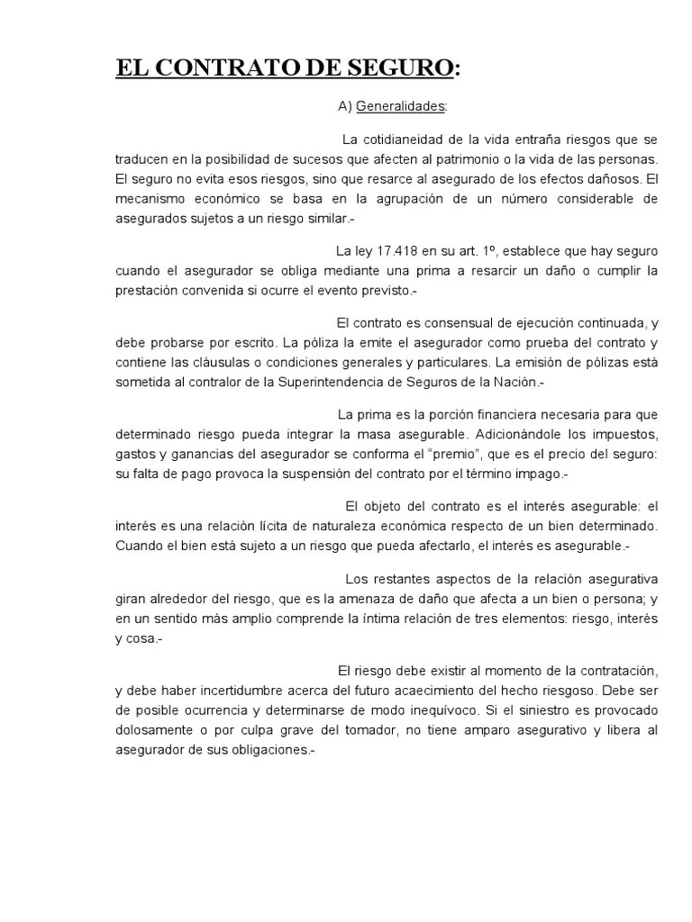 El Contrato De Seguro | PDF | Póliza De Seguros | Reaseguro