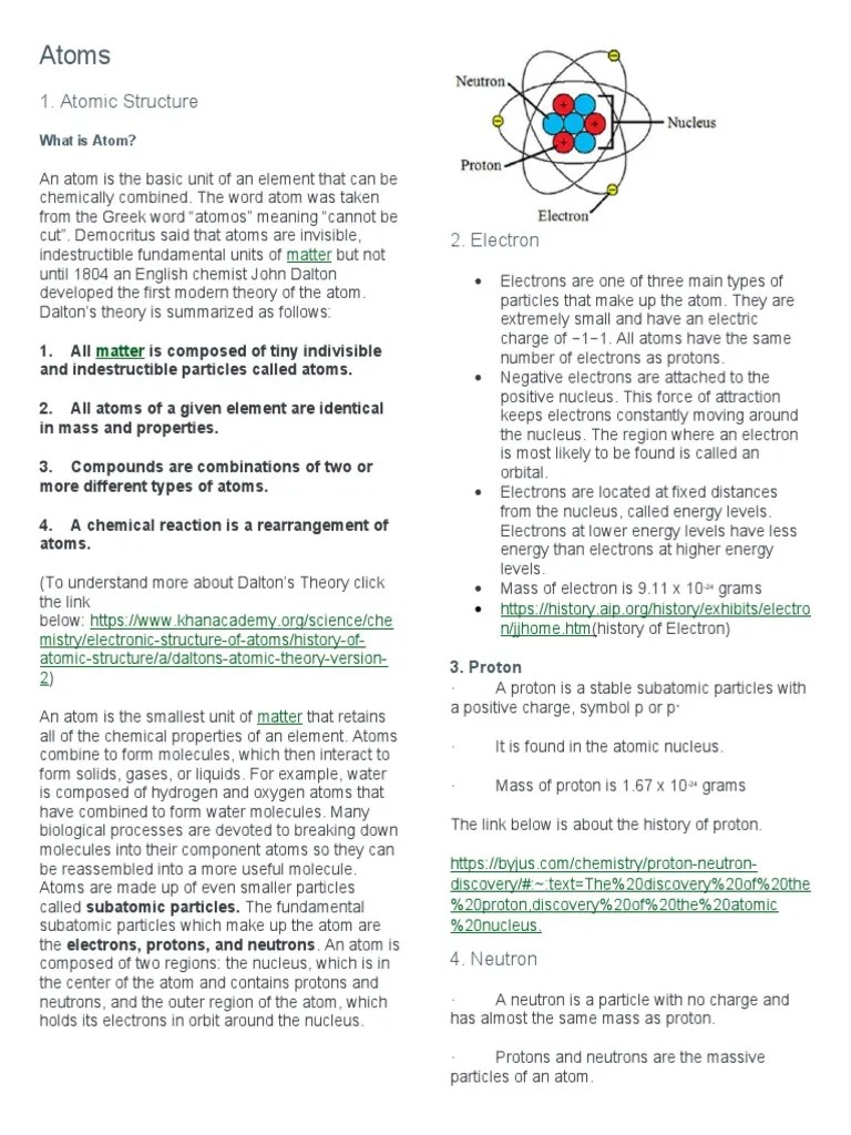 Atoms: 1. Atomic Structure | PDF | Isotope | Radionuclide