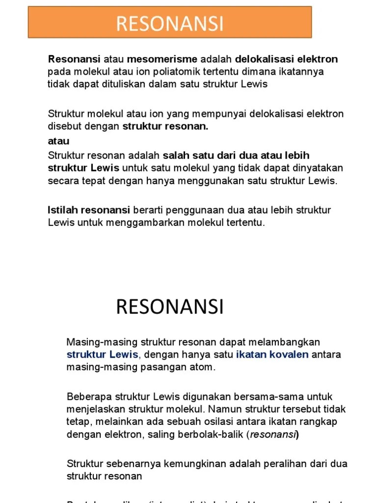Ion karbonat memberikan contoh resonansi yang lain: Resonansi Pdf