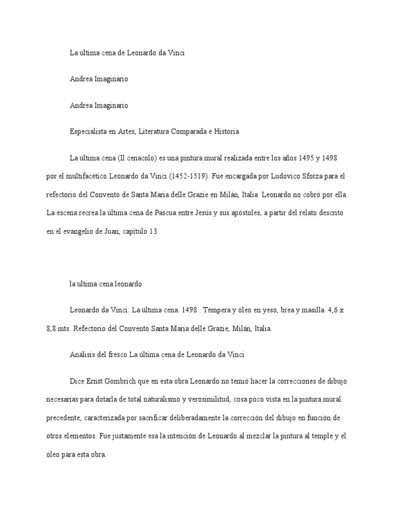 La Última Cena De Leonardo Da Vinci | PDF | Última Cena | Leonardo Da Vinci