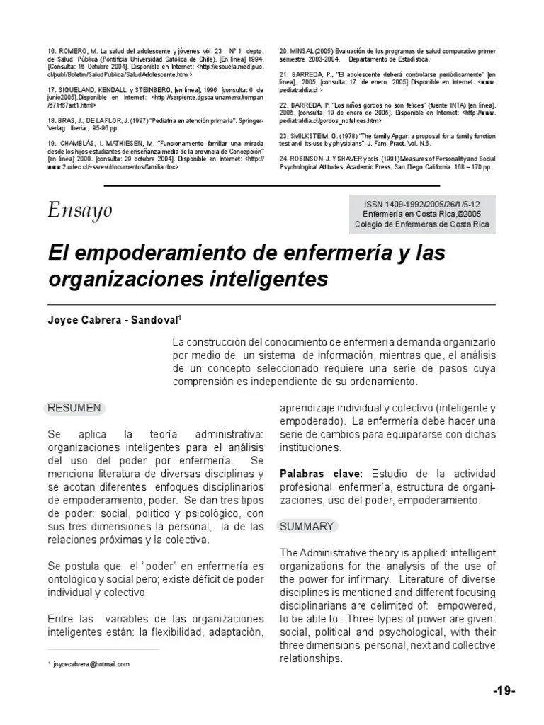 El Empoderamiento De Enfermeria Y Las Organizaciones Inteligentes | PDF | Empoderamiento ...