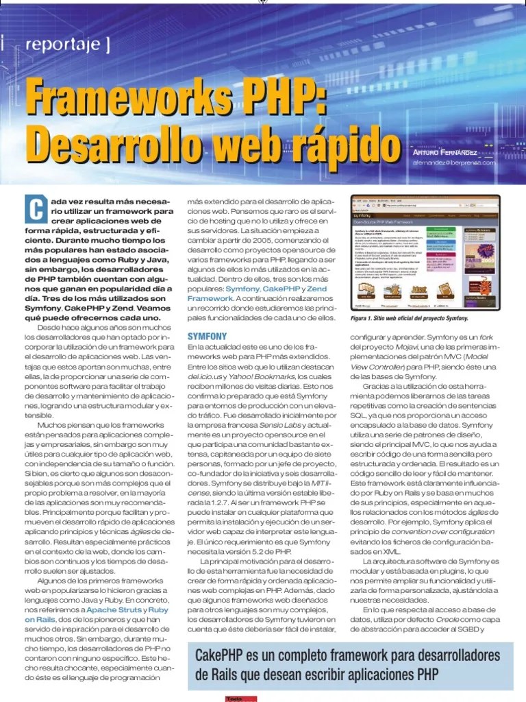 Symfony PHP Framework | PDF | Php | Marco De Software