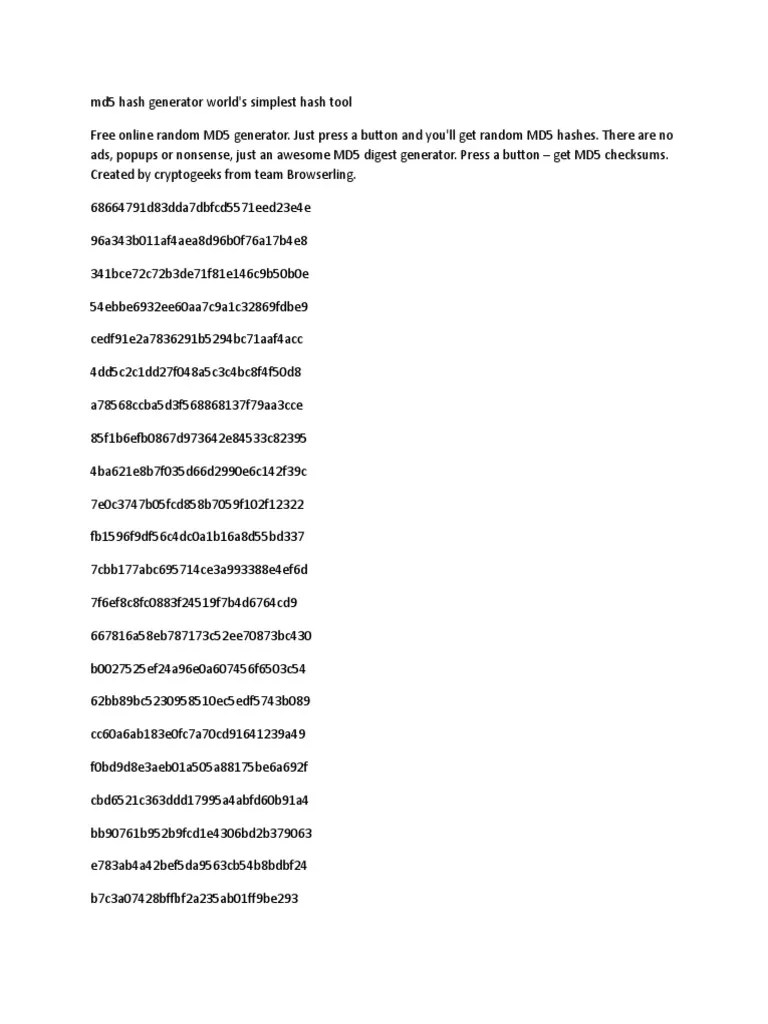 Md5 Hash Generator World's Simplest Hash Tool | PDF | Secure ...