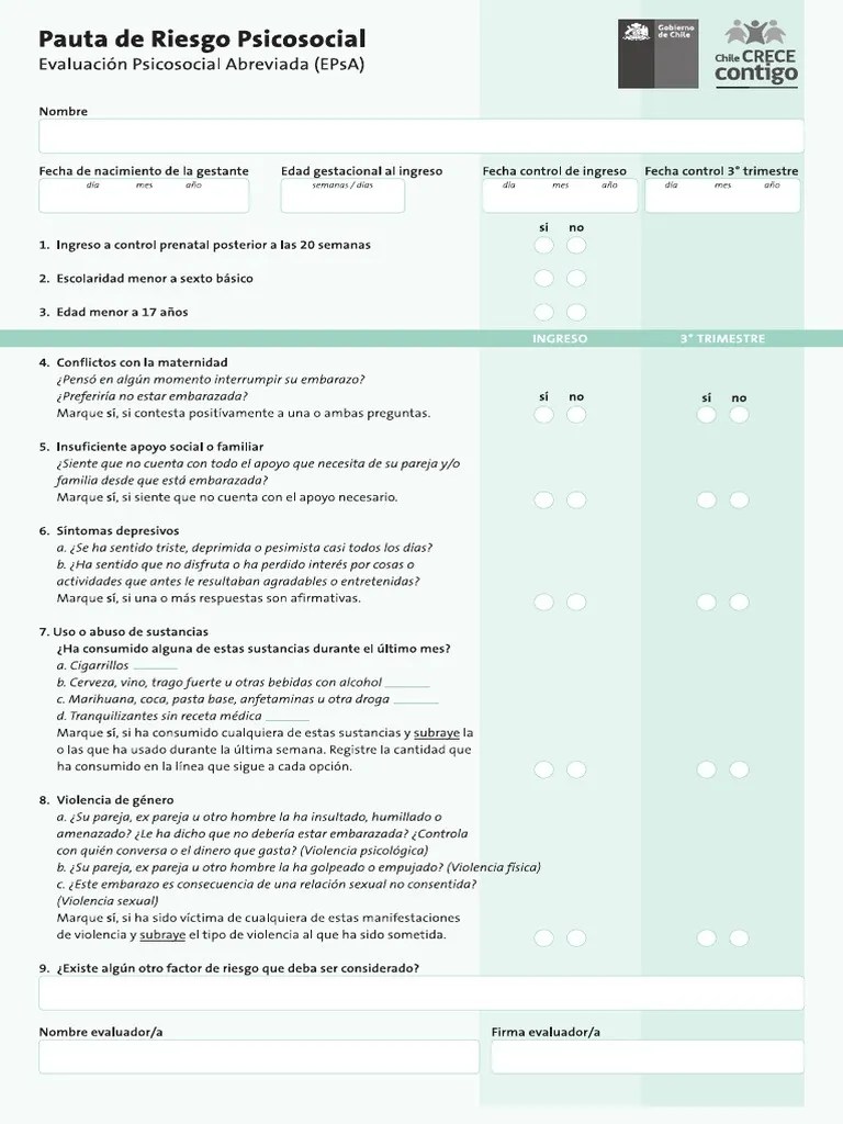 EPSA ABREVIADA Pauta-de-Riesgo-Psicosocial PDF | PDF
