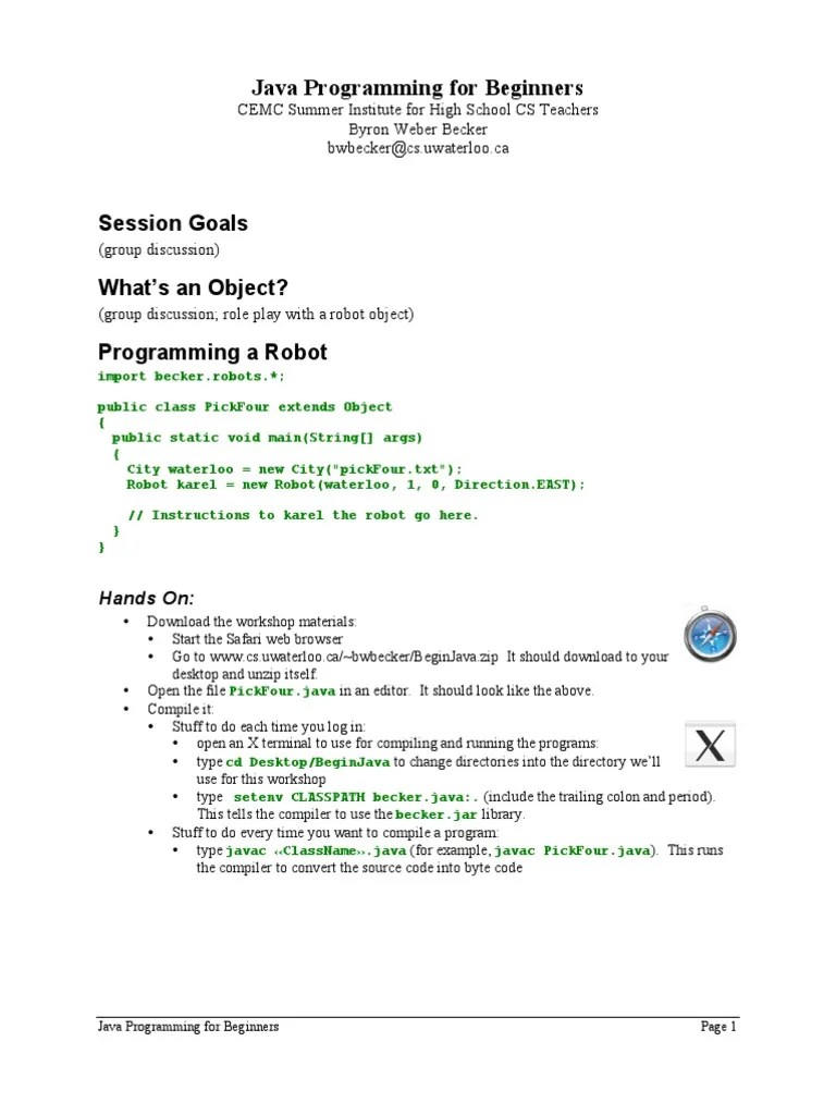 Java Programming For Beginners | PDF | Java (Programming Language ...