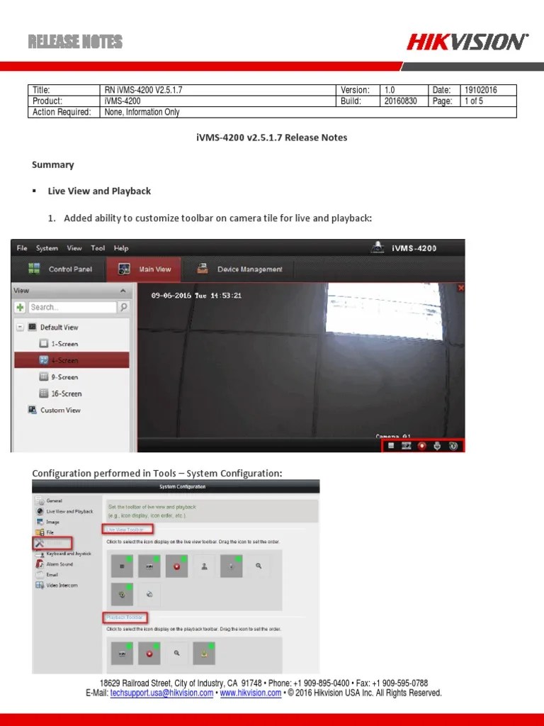 IVMS-4200 V2.5.1.7 Release Notes | PDF | Media Technology | Digital ...