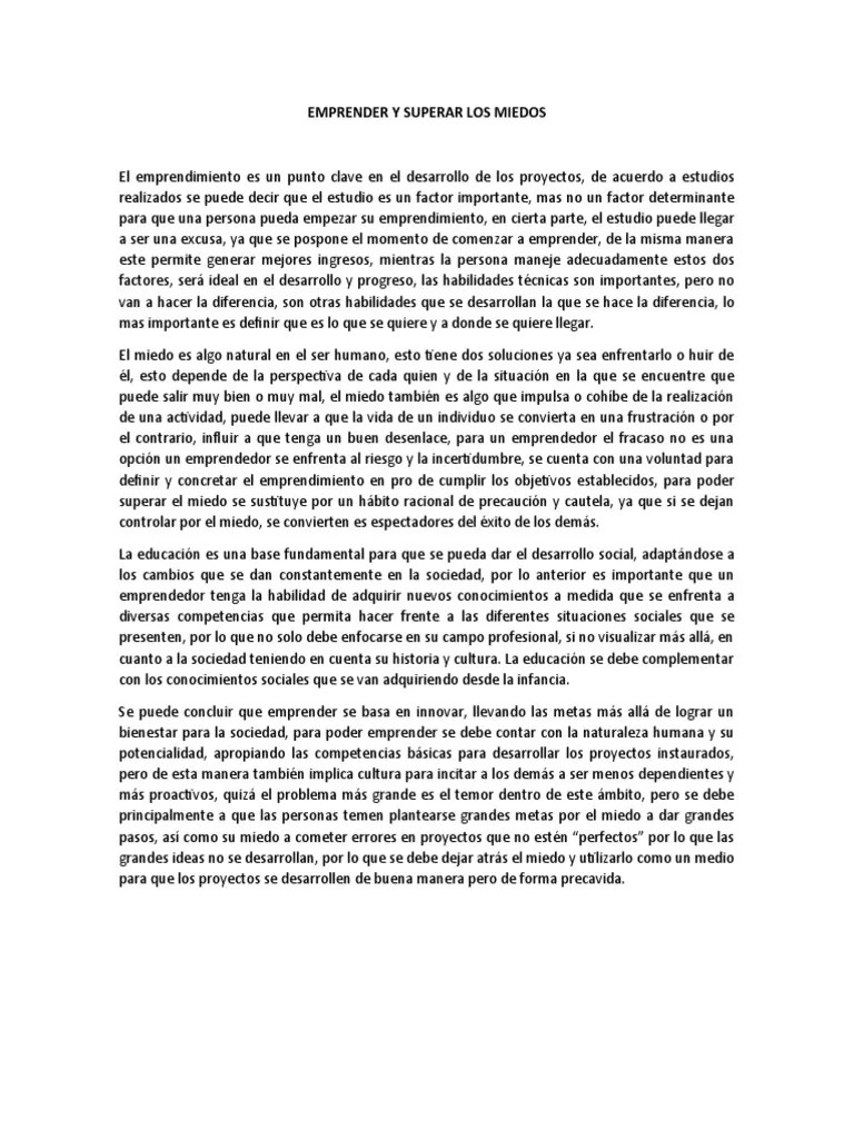 Emprender Y Superar Los Miedos | PDF | Iniciativa Empresarial | Toma De Decisiones