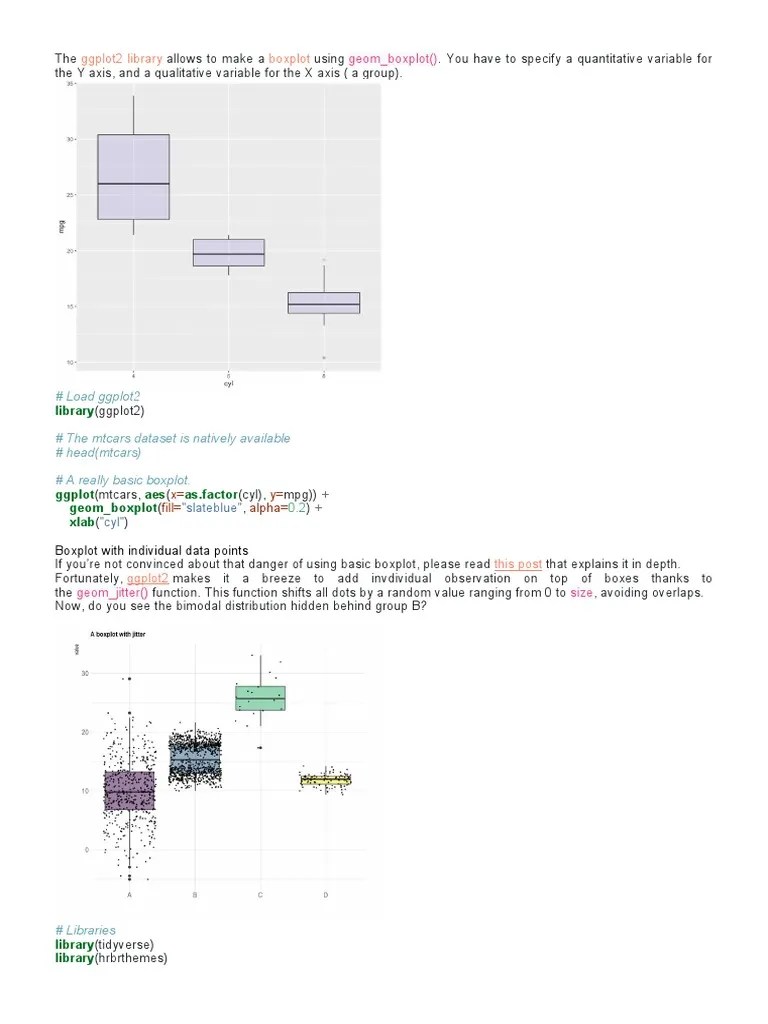 Ggplot2 Library Boxplot | PDF | Computing | Teaching Mathematics