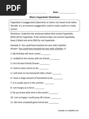 I tried a thousand times. What Is Hyperbole Worksheet Pdf