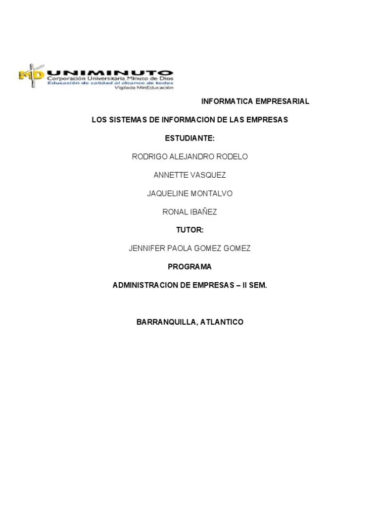 Sistemas De Informacion De Las Empresas | PDF | Sistema De Informacion ...