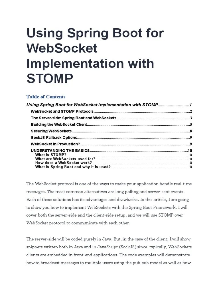 Spring WebSocket With STOMP | PDF | Representational State Transfer ...