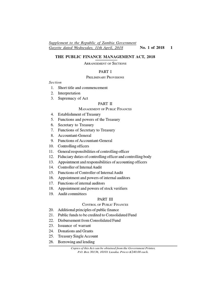 The Public Finance Management ACT 2018 | PDF | Internal Control ...