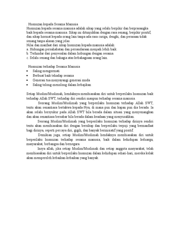 Husnuzan Kepada Sesama Manusia | PDF