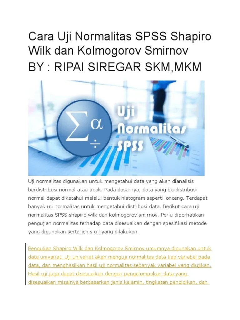 Cara Uji Normalitas SPSS Shapiro Wilk Dan Kolmogorov Smirnov | PDF