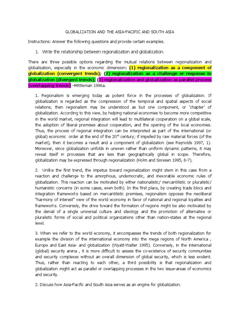 Globalization And The Asia-Pacific And South Asia | PDF | Globalization ...