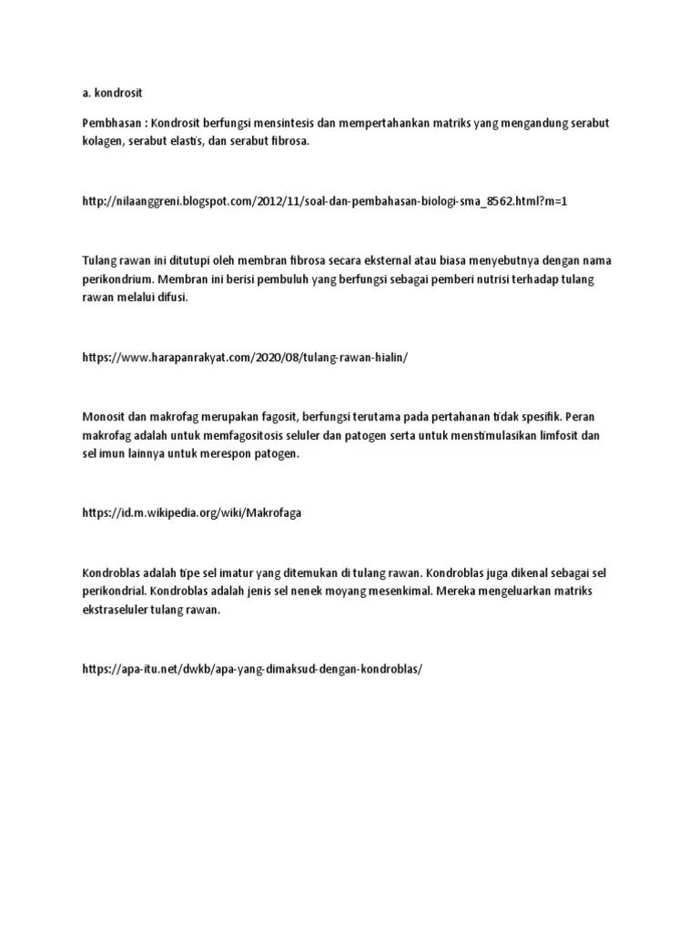 Susunan polikondrium, matriks, sel dan lacuna tulang. A Kondrosit Wps Office Pdf