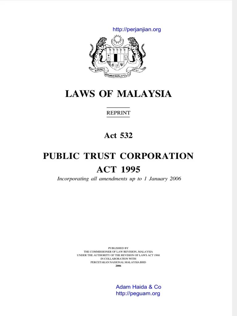 Public Trust Corporation Act 1995 (Act 532) PDF | PDF | Private Law | Common Law