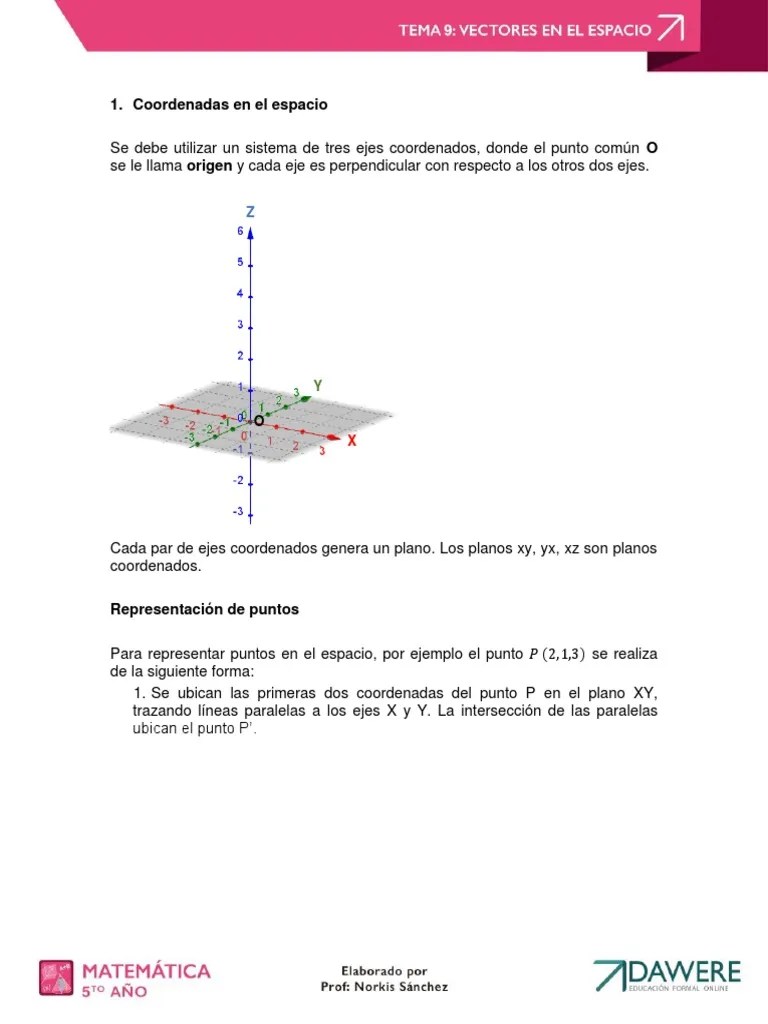 Vectores En El Espacio - 5to Año | PDF | Vector Euclidiano | Escalar (Matemáticas)