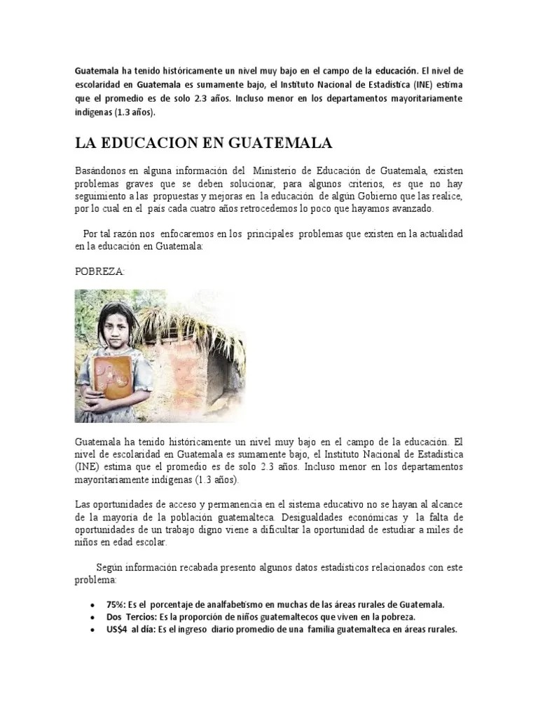 Situacion Actual De La Educación En Guatemala | PDF | Guatemala | Literatura