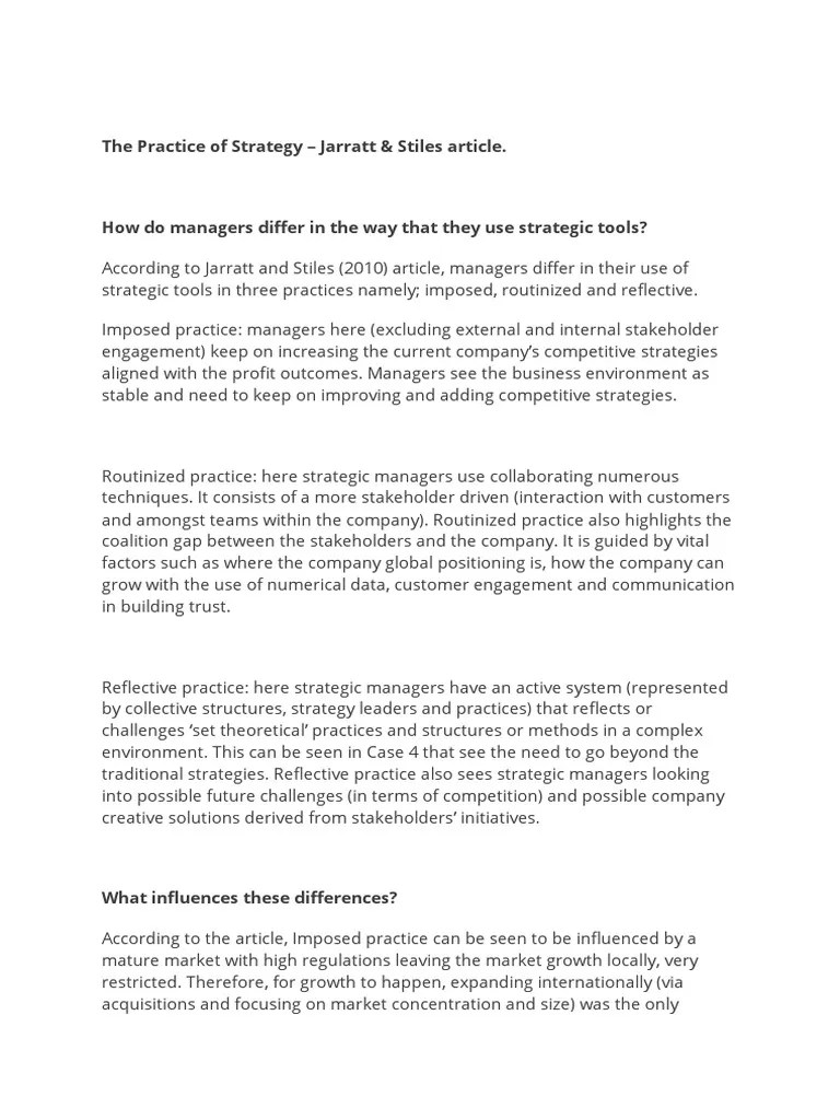 The Practice Of Strategy | PDF