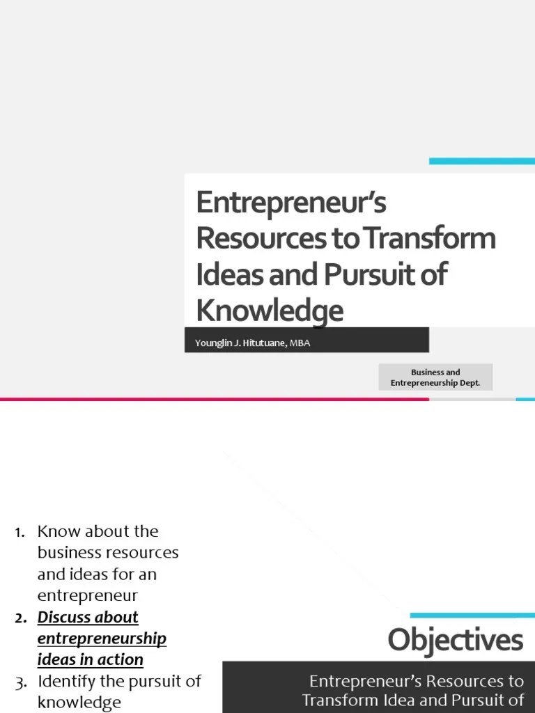 Lesson 5 - Entrepreneurship Ideas In Action | PDF | Operations Management | Entrepreneurship