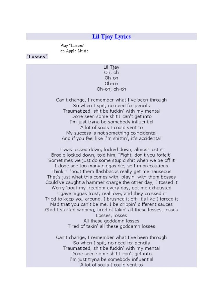 Lil Tjay Lyrics | PDF