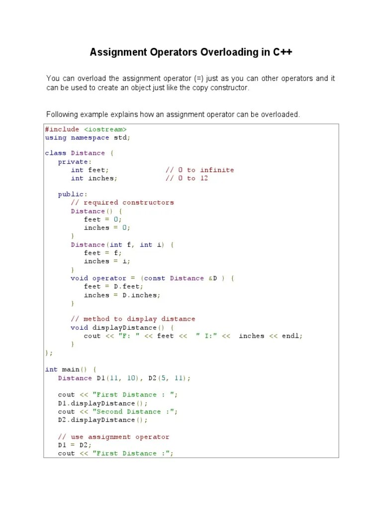 Operater Overloading D | PDF | Subroutine | C++