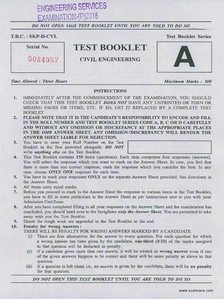 IES Civil Engineering 2018 PDF | PDF | Deformation (Engineering) | Young's Modulus
